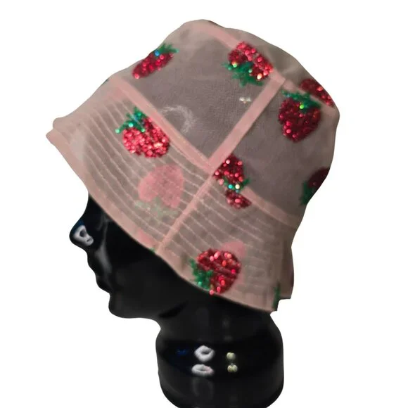 Lirika Matoshi Blush Hat with Sparkling Red and Green Details - Picture 3 of 4